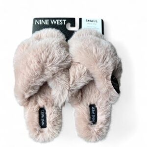 NWT Nine West Pink Furry Slippers